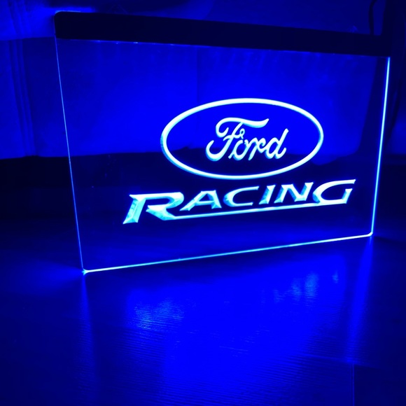 FORD RACING LED NEON BLUE LIGHT SIGN 8x12 - Picture 2 of 3
